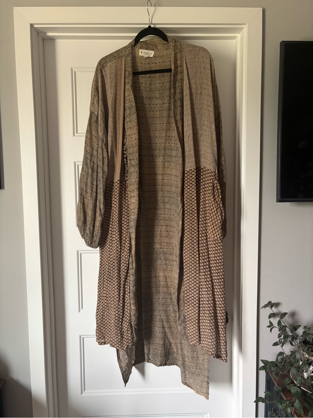 Kantha Bae Light Brown Open Front Women's Cardigan Lightweight